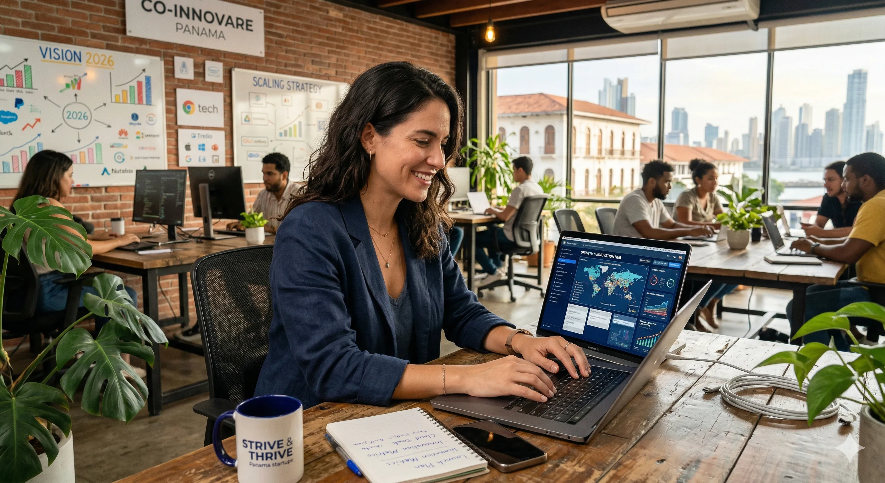 Pequeño empresario usando herramientas tecnológicas modernas, representando el empoderamiento digital de las PyMEs.